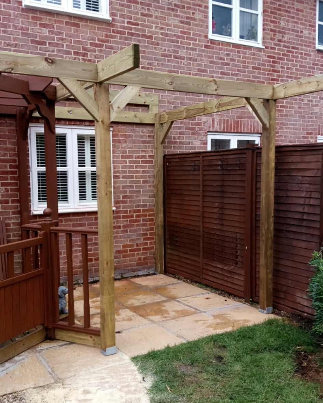 A custom made wooden pergola