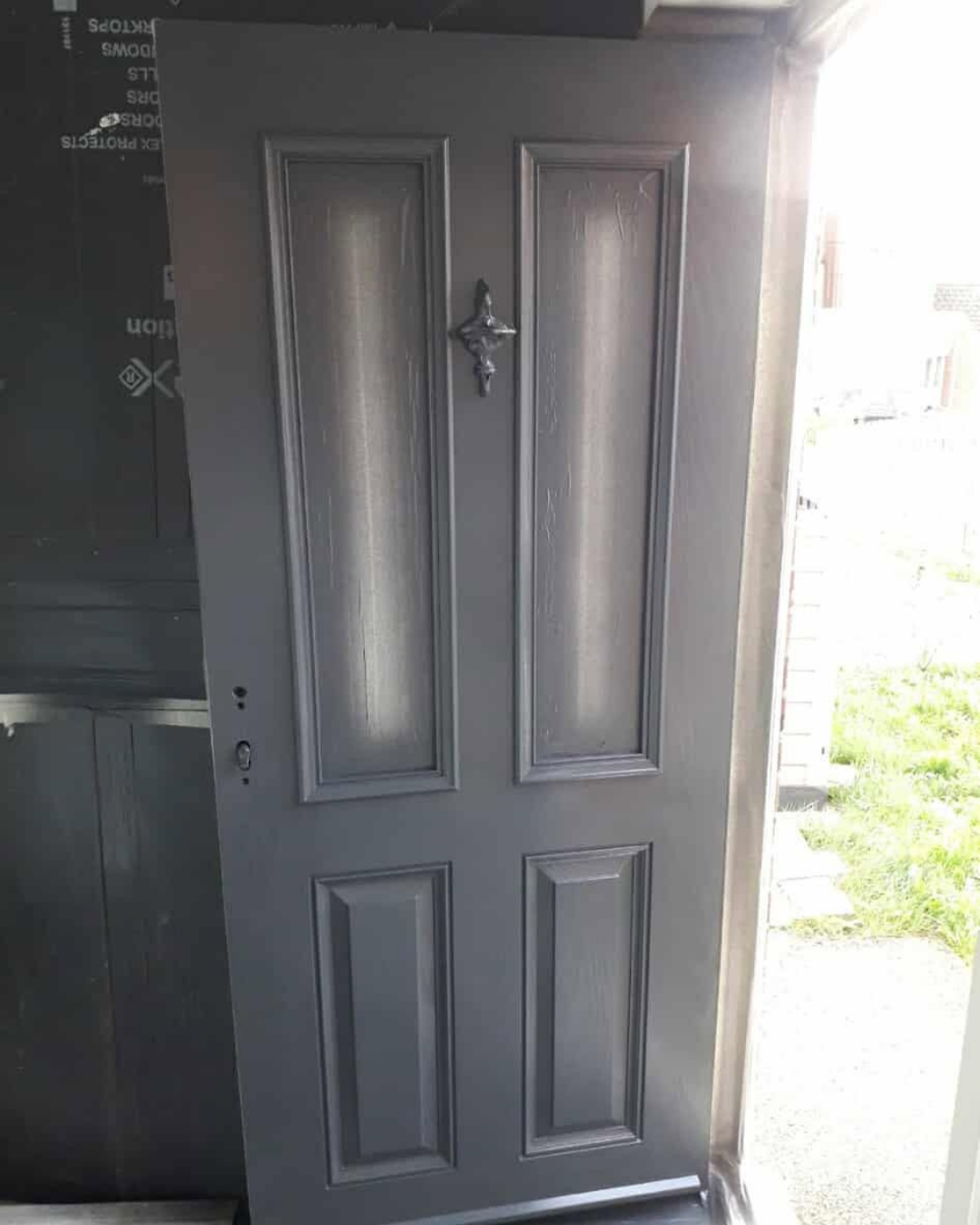 Professionally resprayed grey front door