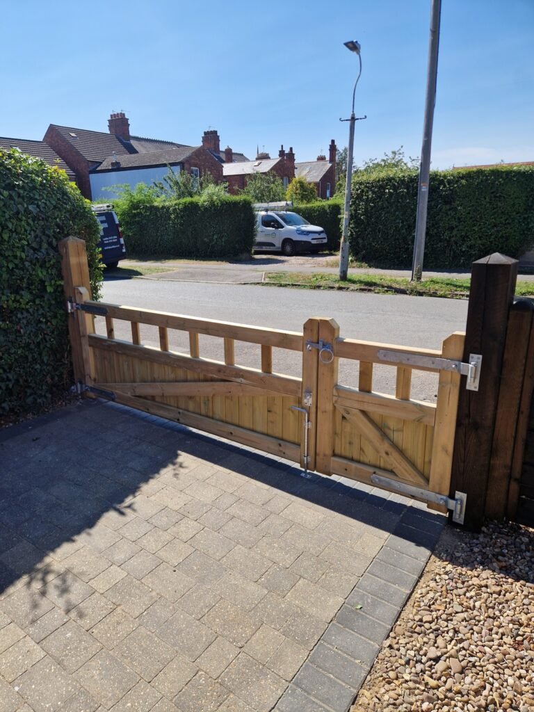 A newly installed driveway gate