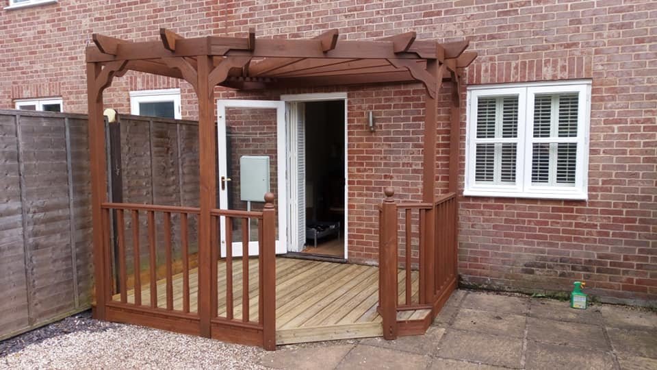 A painted pergola / deck